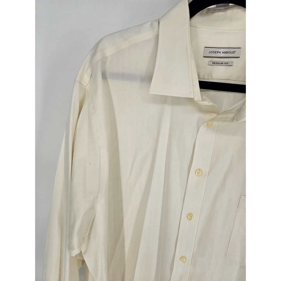 Camisa Joseph Abboud Para Hombre Crema Calce Regular Manga Larga Abotonada Talla 19T Foto 3 de 4