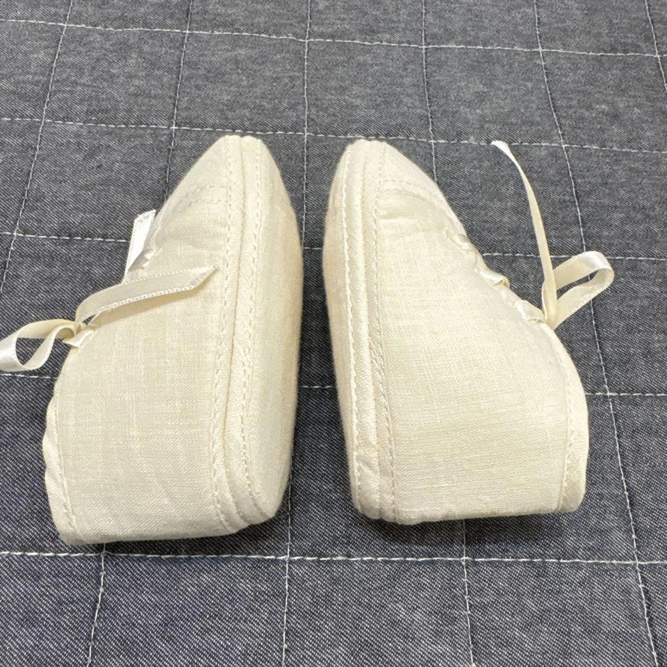 HERMES baby first shoes beige color cotton size 2 with box bag made in France - Image 4 of 4