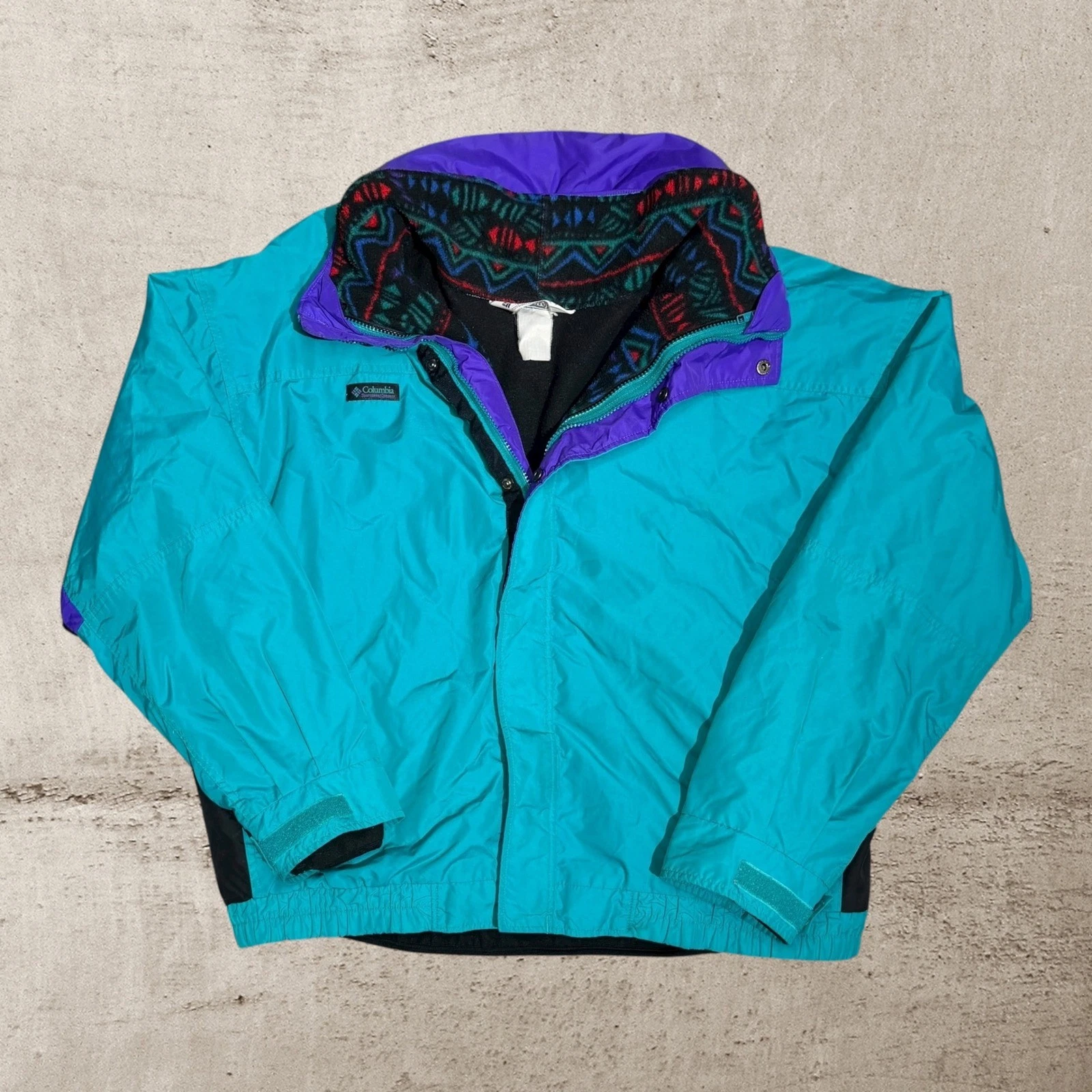 Vintage Columbia Bugaboo Ski Jacket Men's XL Teal Purple Interchange Fleece 90s