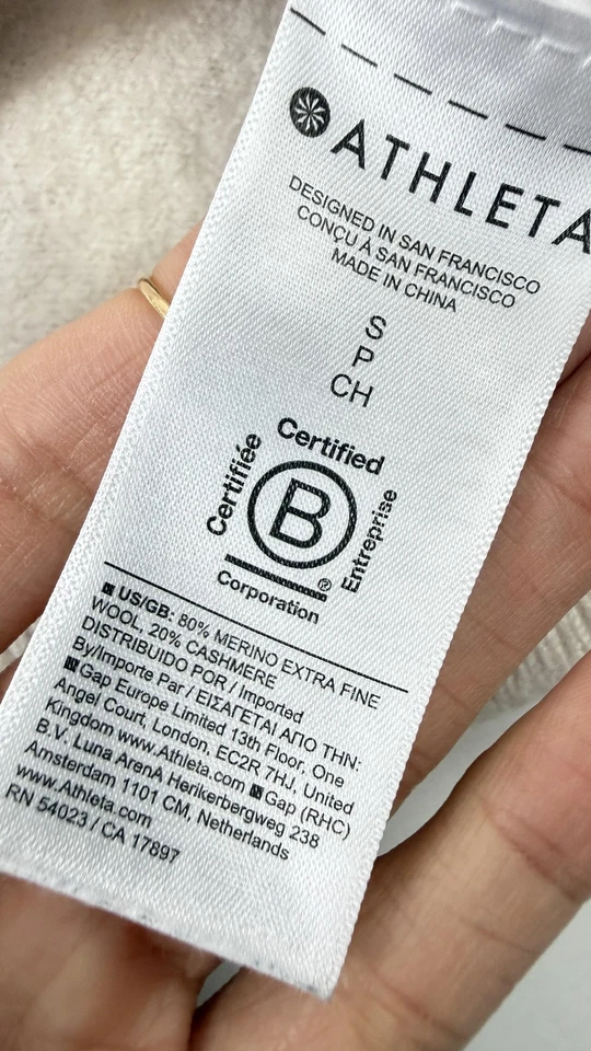 Suéter Athleta Mujer Pequeño Beige Lana Merino Cachemira Cuello Redondo Pullover Foto 4 de 4