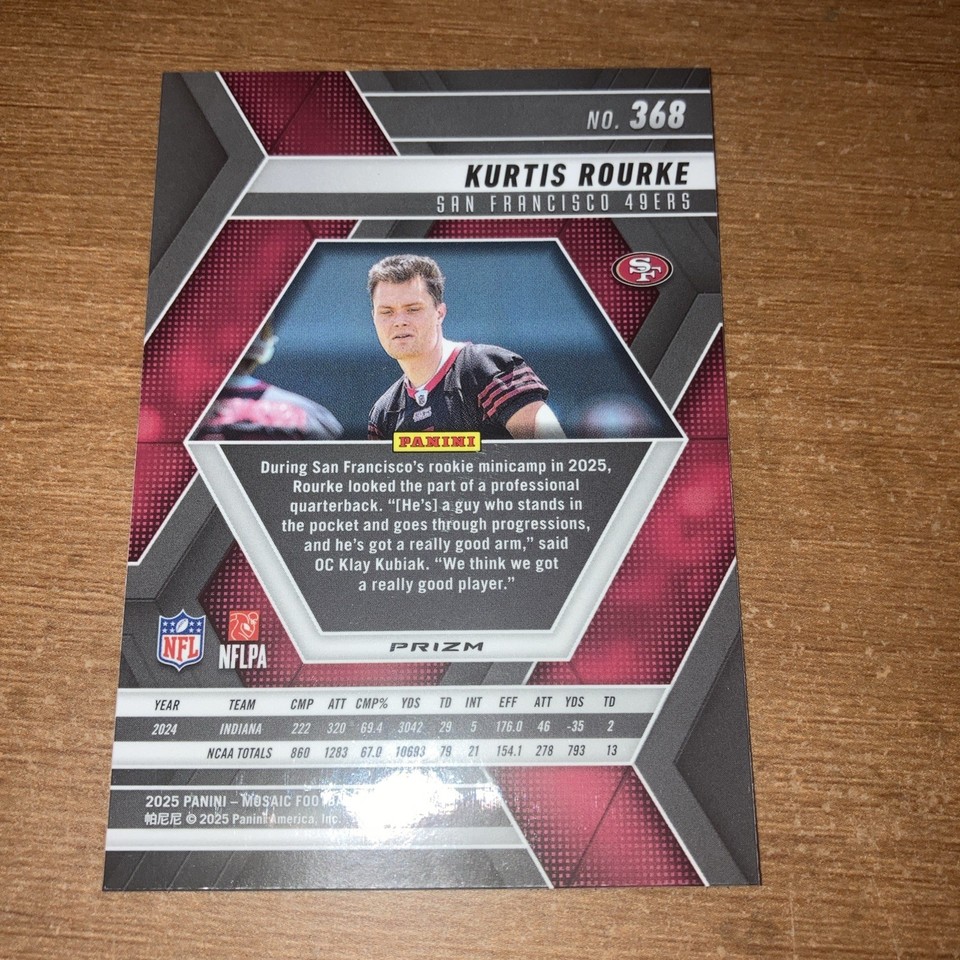 Kurtis Rourke Rpa Card 2025 Panini Mosaic #368 Kurtis Rourke San Francisco 49ers Rookie Card ...