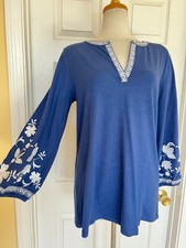 LILLY PULITZER blue embroidered top size M