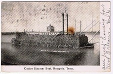 Tennessee Postcard Memphis Cotton Steamer Boat T P Leathers 4000 Bales