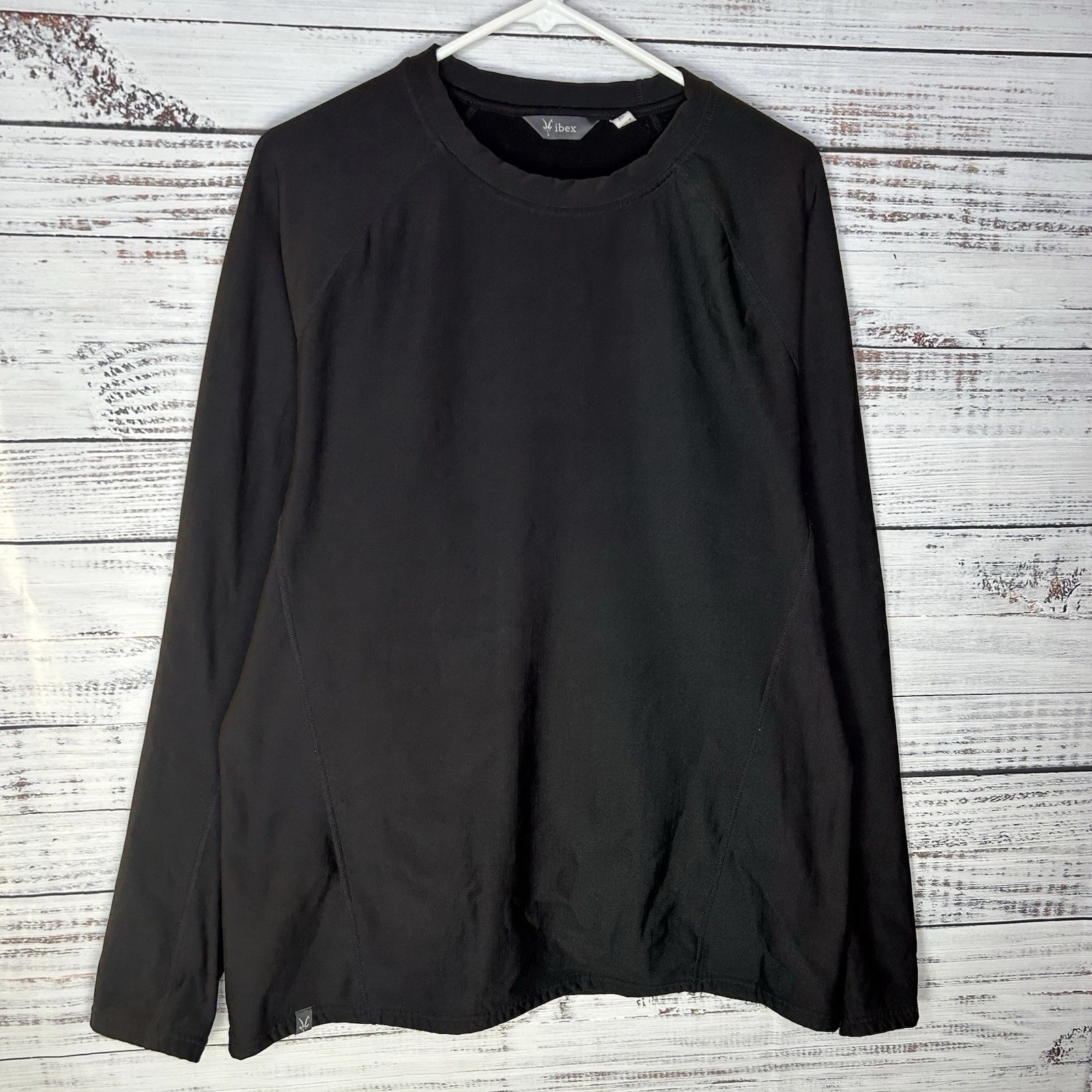 Ibex Merino Wool Blend Stretch Base Layer Top Pullover Shirt Black Men’s XL FLAW
