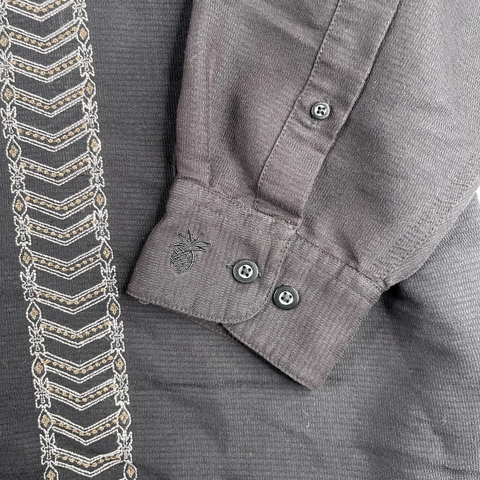 Cubavera Shirt 3X Black Embroidered Button Up Long Sleeve CAsuaL Mens - Image 3 of 4