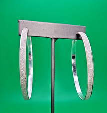 Silvertone Pierced Hoop Glitter Earrings