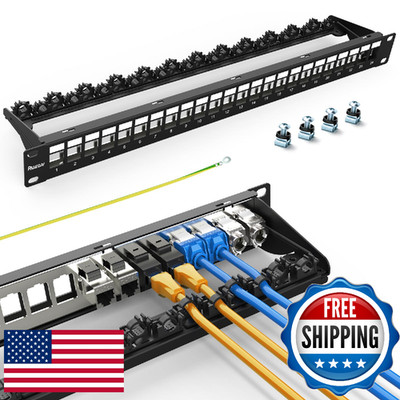 PBAEGAV 24 Port Patch Panel Blank UTP/STP 1U 19'' Keystone Patch Panel with Cable