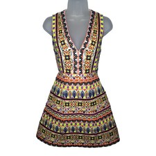 Alice + Olivia Embroidered Mini Dress 2 Patty Boho Folksy Tribal Cocktail Party