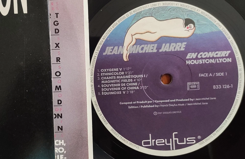 LP 33t 12" JEAN-MICHEL JARRE «En concert Houston / Lyon» ELECTRO FRANCE 1987 - Photo 2/4