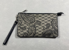 Michael Kors Jet Set Paisley Black & Gray Large Zip Wristlet, Clutch, Wallet