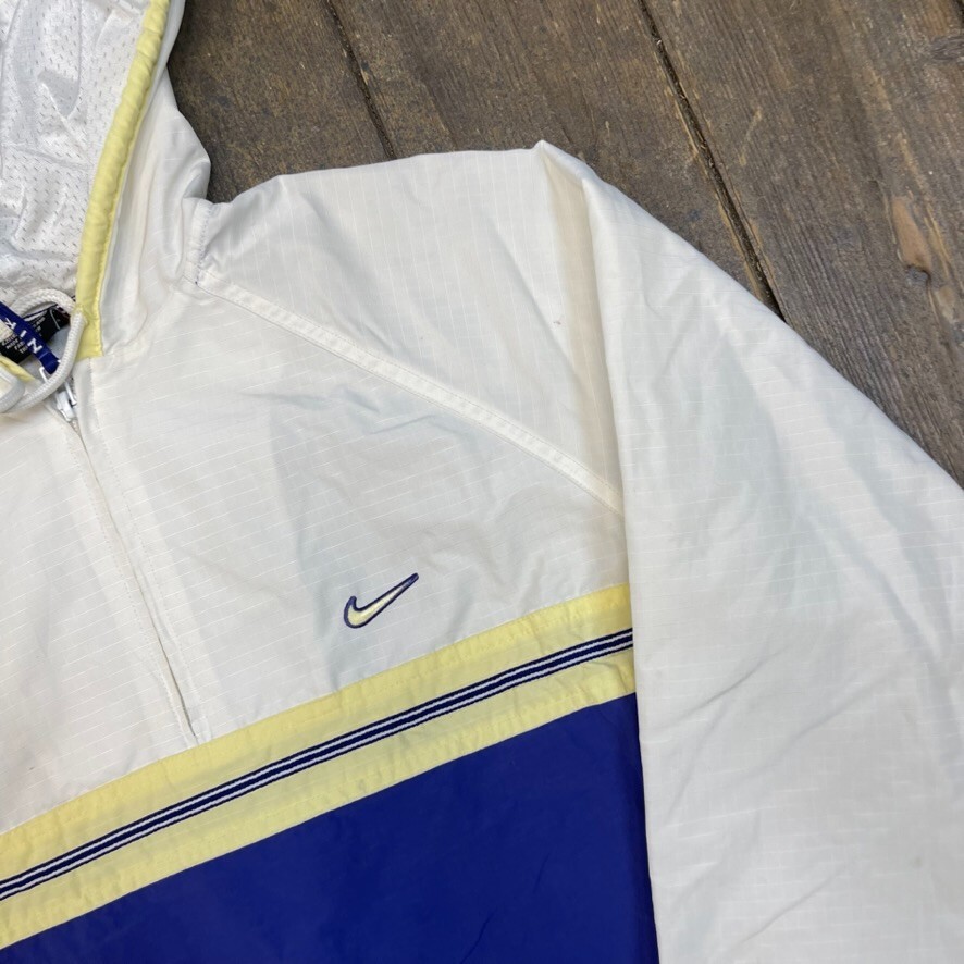 Nike Anorak Jacket 90s Small Swoosh Half-Zip Windbreaker, Navy, Womens Medium image 4
