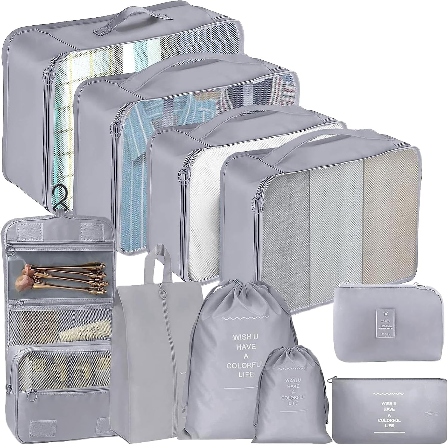 Organizer Valigie 10 Pezzi Salvaspazio Grigio | Set Viaggio Completo
