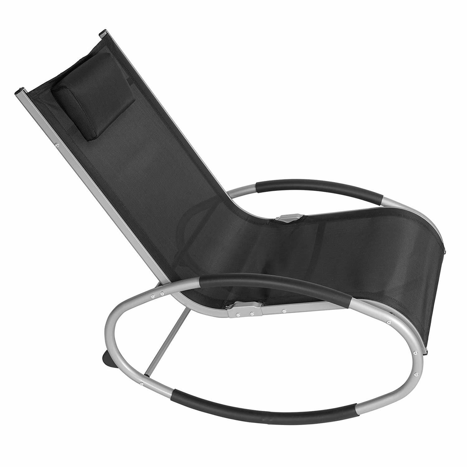 Schwingliege Gartenliege 160kg Schwarz Schaukelstuhl