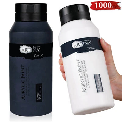 Acrylfarben 1000 ml Malfarbe Acrylfarbe Künstlerfarbe Farbe titanweiss schwarz