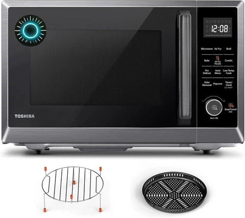TOSHIBA Air Fryer Combo 8-In-1 Countertop Microwave Oven Convection Broil Black