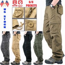 LEBULLBRO Men Work Pants Multi-Pockets Cotton Tactical Military Cargo Pants