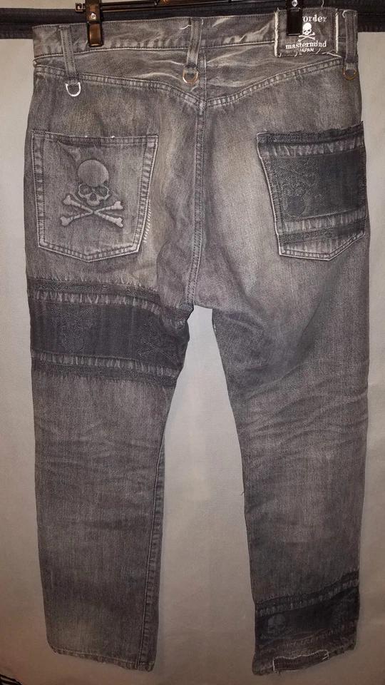 Pantalones de mezclilla Mastermind Japón 2012 Distress lavado pierna recta talla L gris Foto 2 de 4