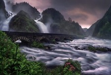 Landscape nature bridge norway nordic s water plants Custom Gaming Mat Desk