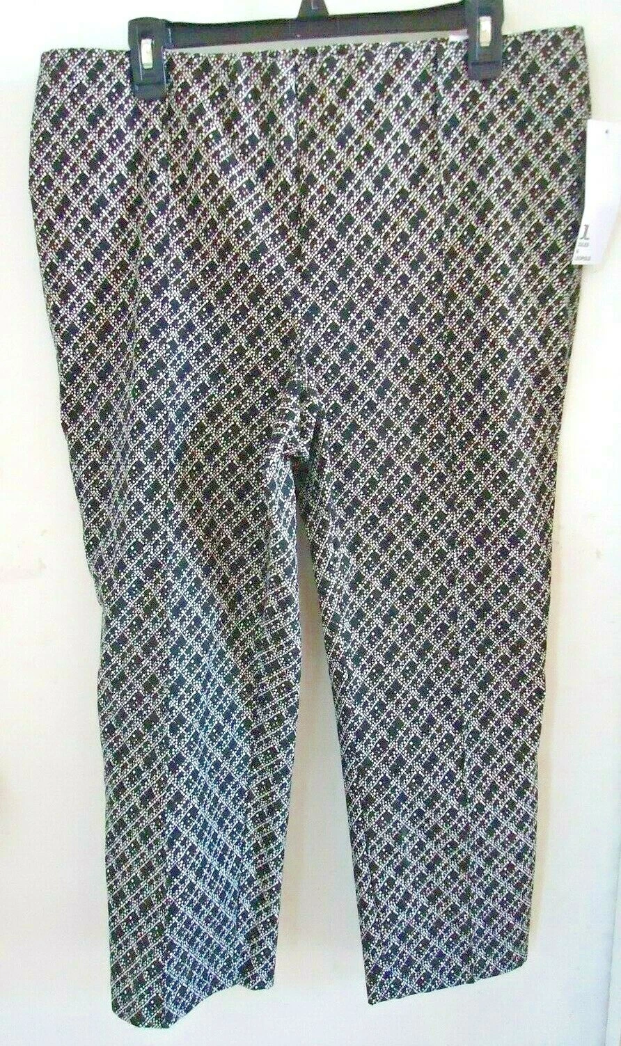 Women's Capri Pants Black White Patterned Stretch Summer XL Lightweight NWT