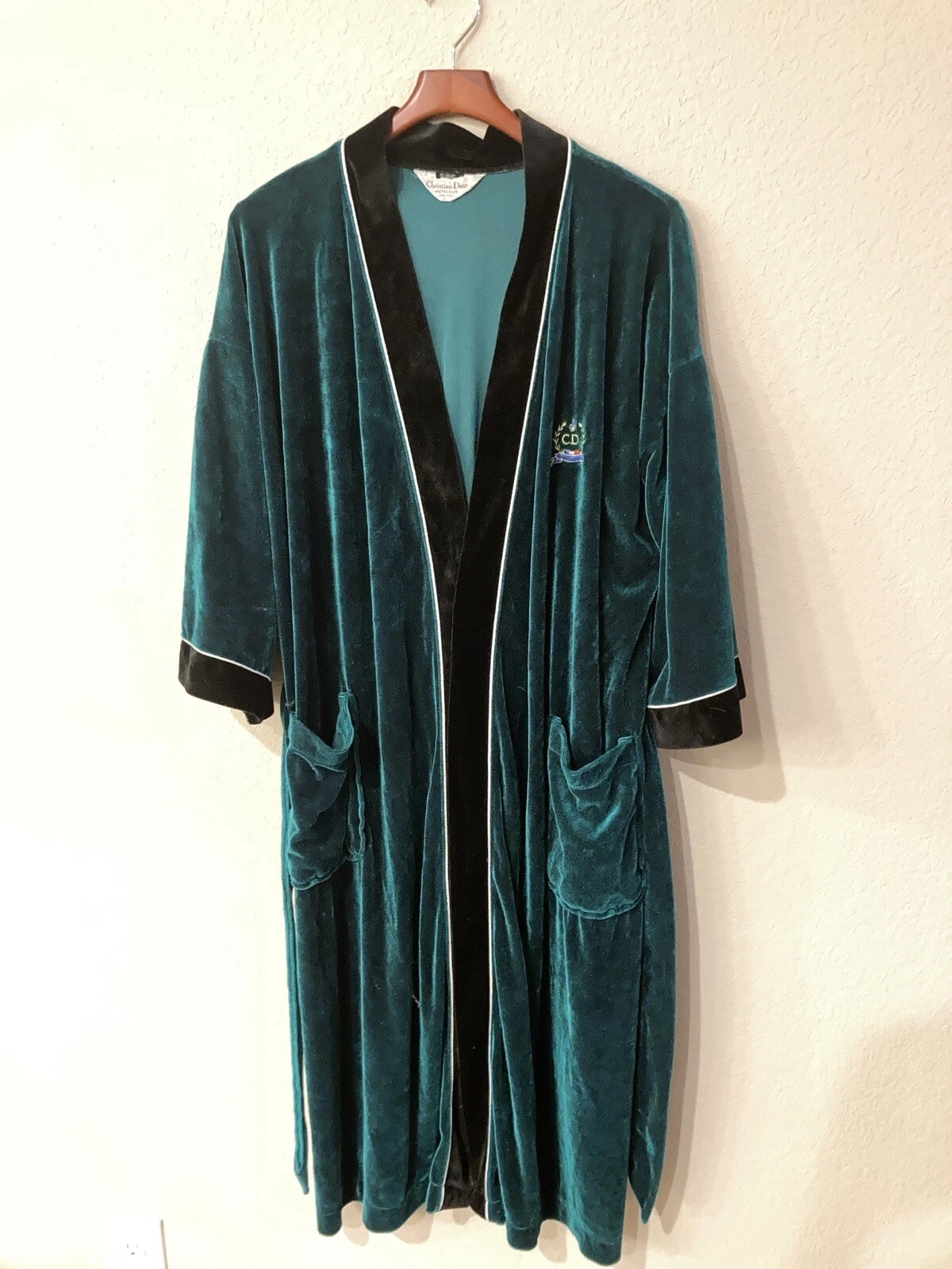 Robe homme Christian Dior Monsieur en velours vert émeraude à crête ceinture une taille COMME NEUF