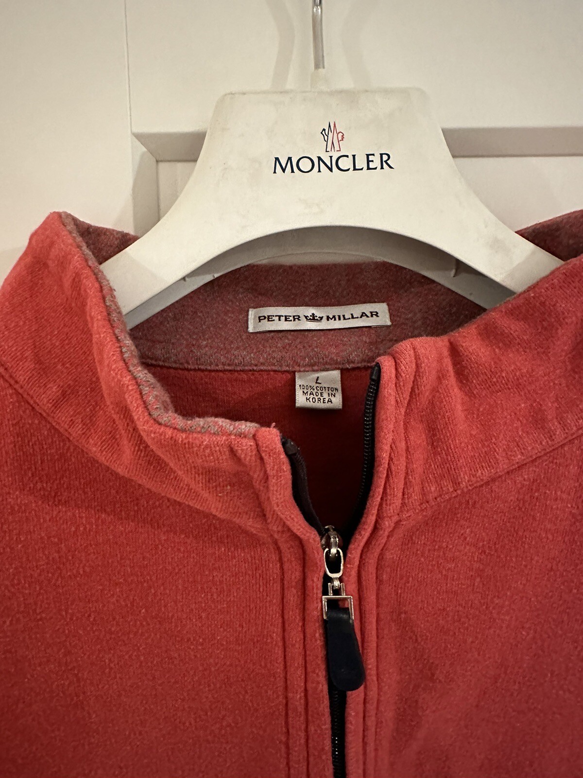 Peter Millar Golf Jumper Quarter 1/4 Zip Pullover Large Red Mens