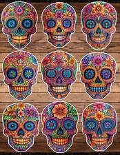Colorful Sugar Skull Die Cut Vinyl Stickers Scrapbooking Laptop Waterbottle
