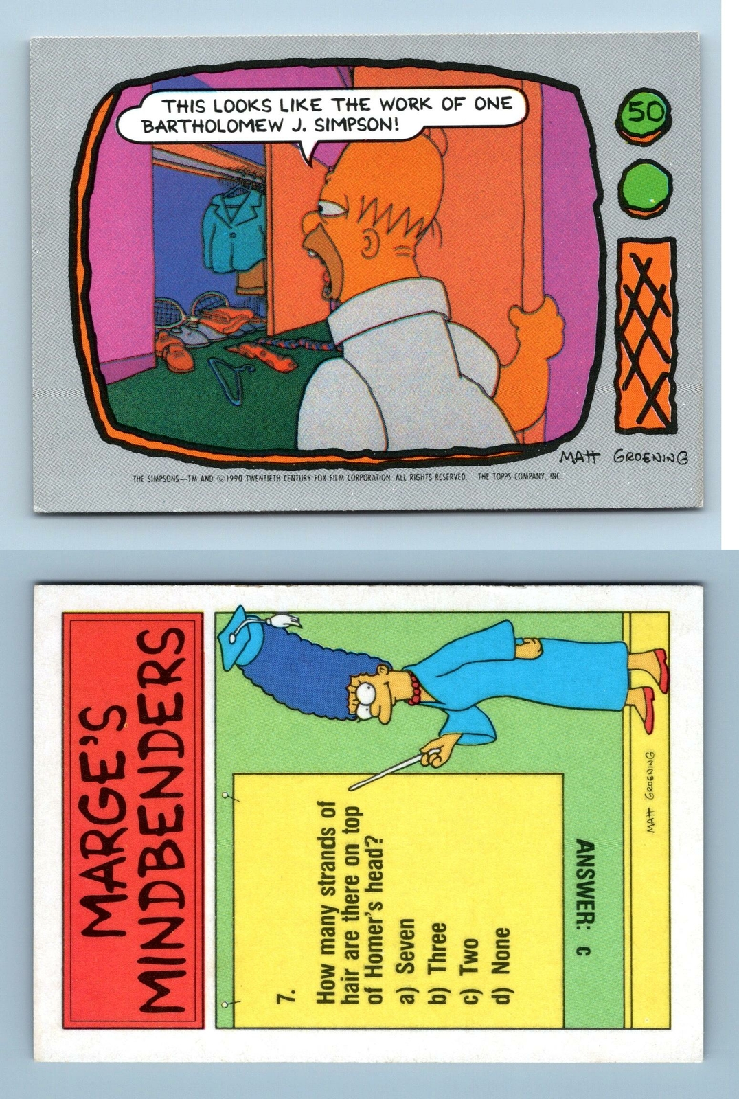 The Work Of Bartholomew J. Simpson 50 The Simpsons 1990 Topps Trading
