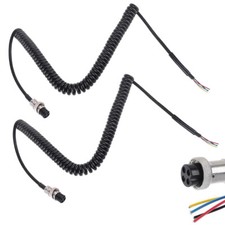 2X MICROPHONE Coiled Replacement Cord Cable 4 Pin 3ft 2'-6'ft Cobra CB HAM