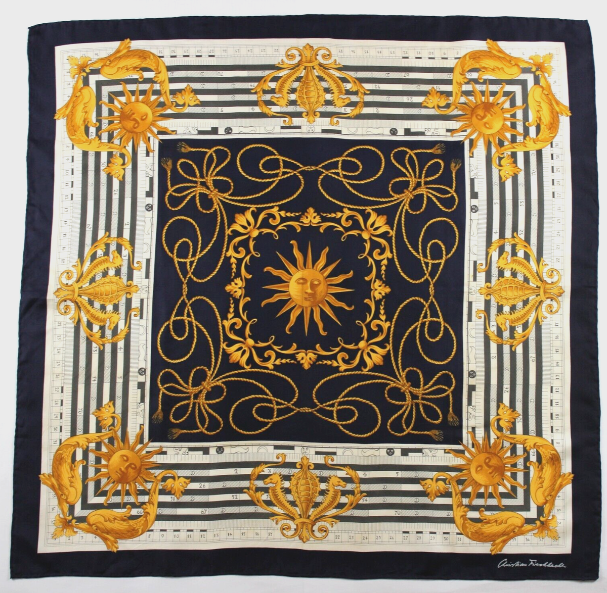 7-1.美品 箱付き Christian Fischbacher シルクスカーフ Beautiful Vintage 