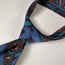 Italian Silk Styled Made in USA Mens Tie MADDER PATTERN Abstract Blue 56.5” X 4”