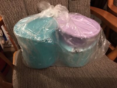 Tupperware Set of 3 Basic Bright Round Cubix Stackable Canisters New In Plastic