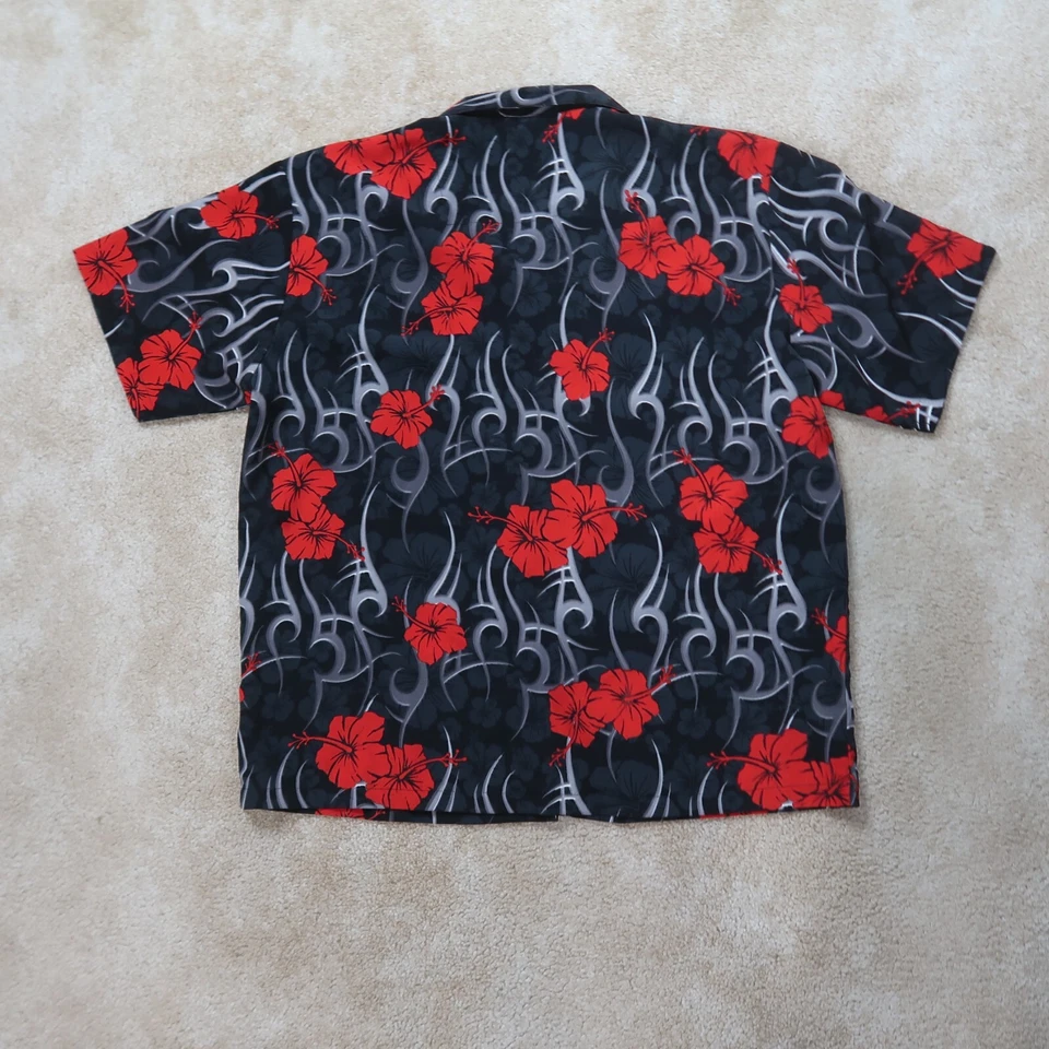 Vintage Ocean Current Short Sleeve Button up shirt Men's Large Red Tribal Floral - Image 4 of 4