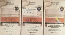 3 x Advanced Clinicals Encapsulated Retinol Rapid Wrinkle Rewind Cream 2 Fl Oz