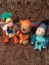 NWT 3 Disney Halloween SCIENTIST TIGGER, PUMPKIN POOH, EEYORE Mini Bean Bag 