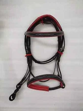 Dressage English Leather Bridle With Red Softy Padding All Size Free Shipping