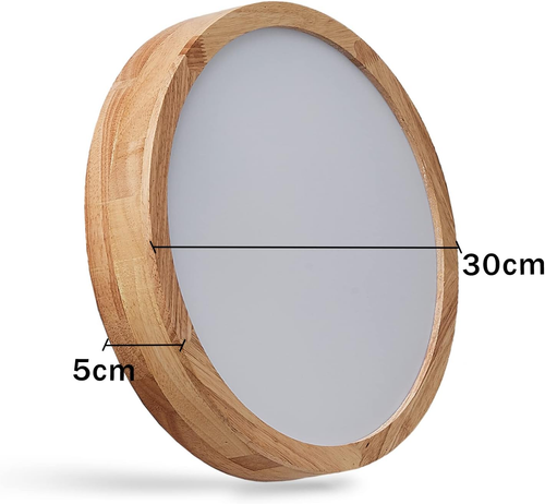 Plafoniera LED Soffitto, 30CM Plafoniera Legno Plafoniera Soggiorno 20W 3000K Bi - Foto 4 di 12