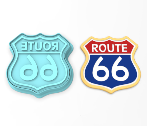 Route 66 Cookie Cutter & Stamp | Sign Road Trip Map Directions Routing Drive Car - Afbeelding 1 van 5