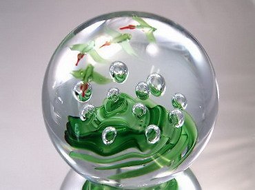 M Design Art Glass Mouth Blown Bird Magic Bubble Handmade  Paperwei...