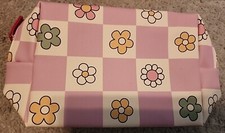 Ulta Purple Floral NEW Cosmetic Bag Makeup Travel Toiletry Vinyl 10 x 5.5"