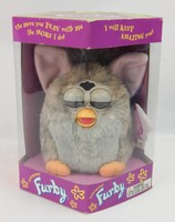 In Box Tiger Electronics 1998 Furby 70-800 Gray W/ Stripes & Gray Eyes In Box Tiger Electronics 1998 Furby 70-800 Gray W/ Stripes & Gray Eyes