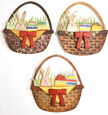 Easter Baskets Filled Eggs Bunny Set of 3 6 OOAK 3D Art Junk Journal Handmade