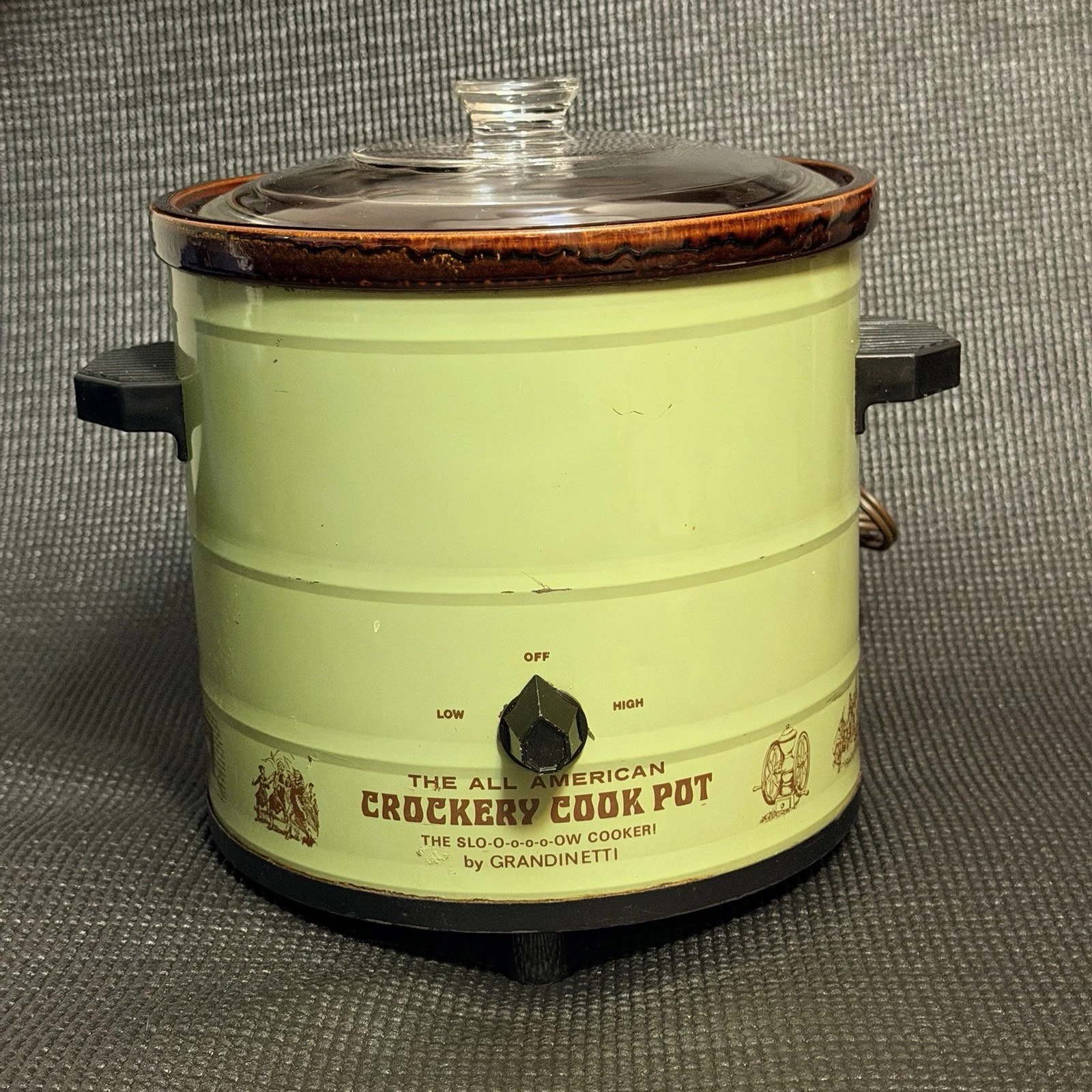 Vintage The All American Crockery Cook Pot Crock Slow Cooker GREEN - Tested
