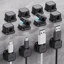 12 Pack Magnetic Cable Clip Organizer - Adhesive Cord Holder for USB, Phone Ch