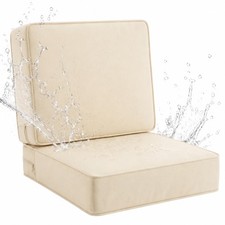 1 Set Outdoor Deep Seat Cushion Set, 24 X 24 X 6 Inch Waterproof Patio Chair Cus