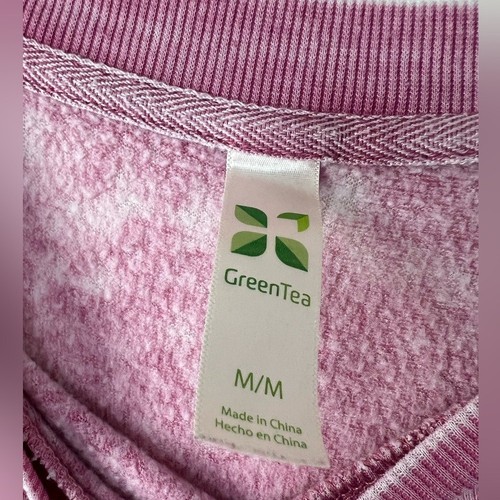 Felpa pullover donna verde tè malva rosa lavato media casual top - Foto 2 di 3