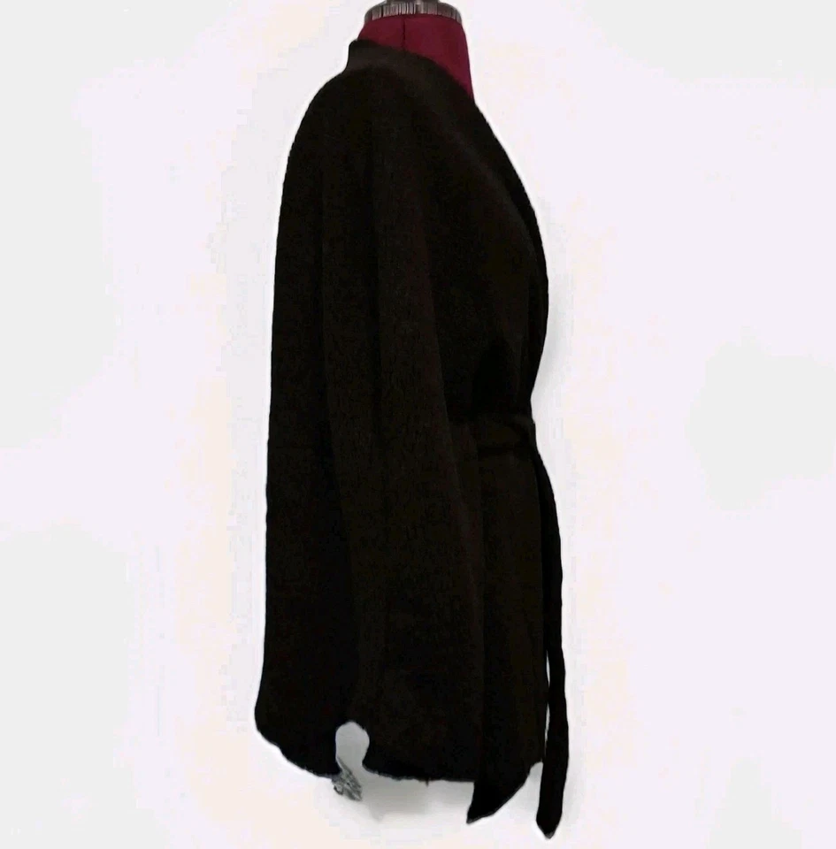 Vince Camuto черный шерпа подпоясанный плащ Топпер куртка кардиган один размер старые деньги - Изображение 3 из 4