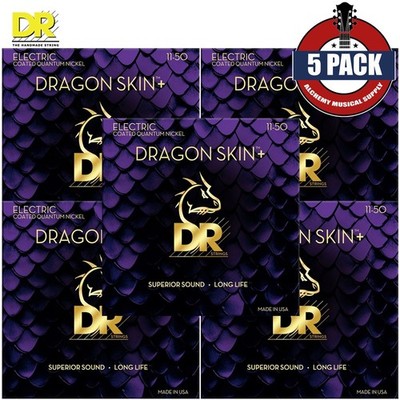 5 Confezioni DR DEQ-9 Dragon Skin - Corde Per Chitarra Elettrica Rivestite 9-42 (Nichel)