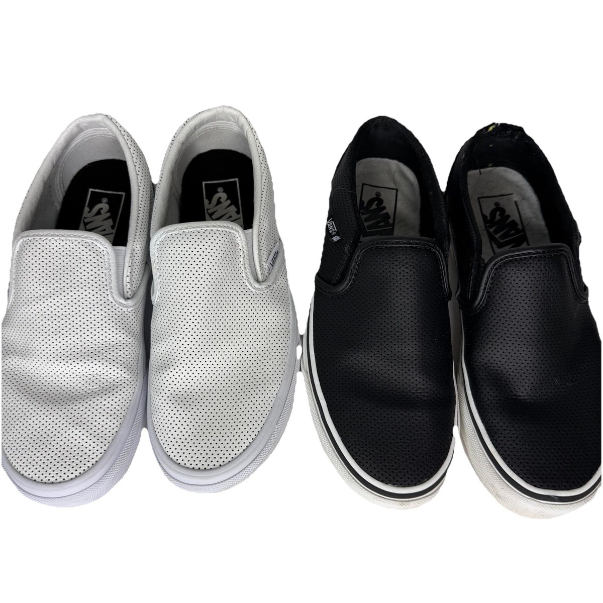 Set of 2 - Vans Slip-On Perforated Leather Shoes White  display picture 2