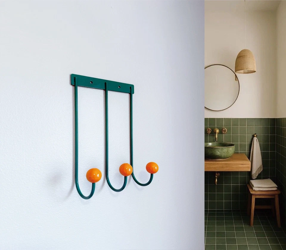Ganchos de pared de mediados de siglo - Perchero de metal - Regalos - Perchero, arte de pared, percha, montaje Foto 2 de 4