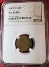 🔥 1909-S VDB Penny Lincoln Cent   1C Wheat NGC AU 55